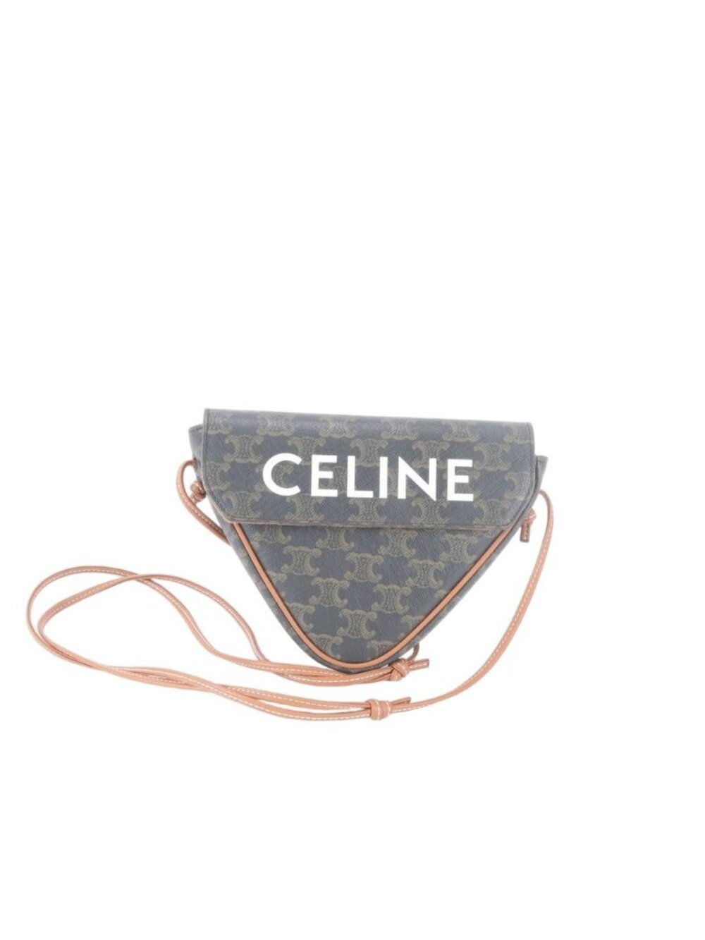 Celine Triomphe Canvas Triangle Leather Shoulder Bag Crossbody Tote - Picture 1 of 7